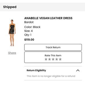 Bardot Anabelle Vegan Leather Dress - Black NWT